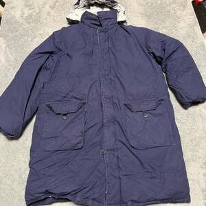 Lands End Jacket Mens Large Blue Parka Down Hooded Chore Coat Long Winter ****